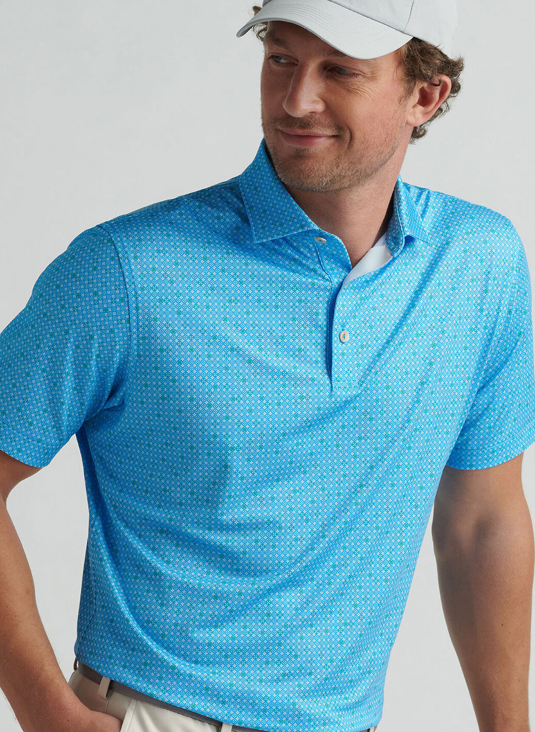 Peter Millar Mens Classic Fit Castellina Performance Jersey Polo - Riverbed
