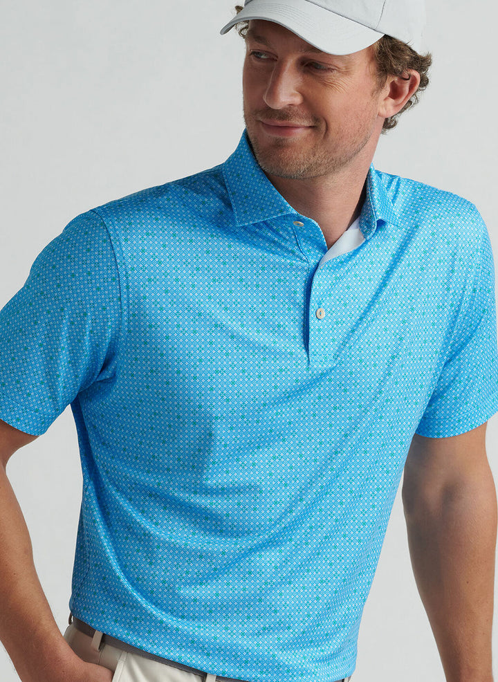 Peter Millar Mens Classic Fit Castellina Performance Jersey Polo - Riverbed