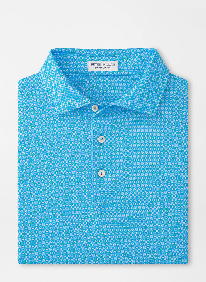Peter Millar Mens Classic Fit Castellina Performance Jersey Polo - Riverbed