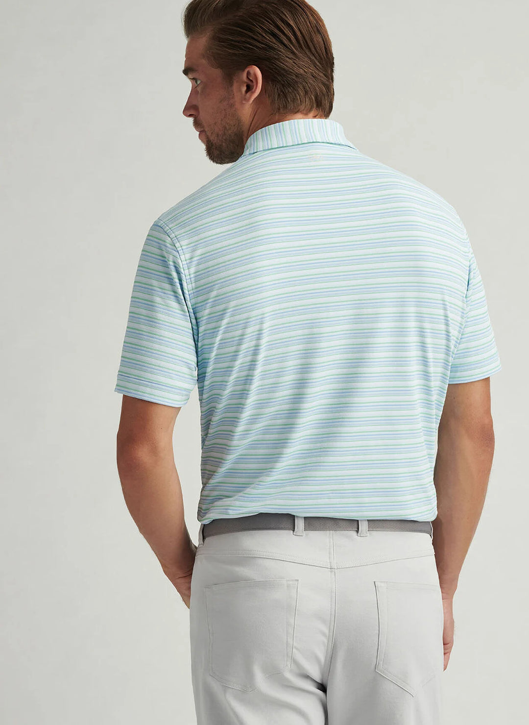 Peter Millar Mens Classic Fit Atrium Performance Jersey Polo - Pale Blue