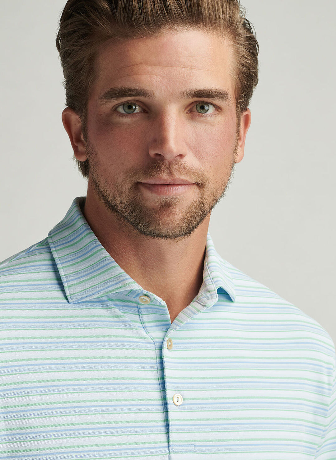 Peter Millar Mens Classic Fit Atrium Performance Jersey Polo - Pale Blue