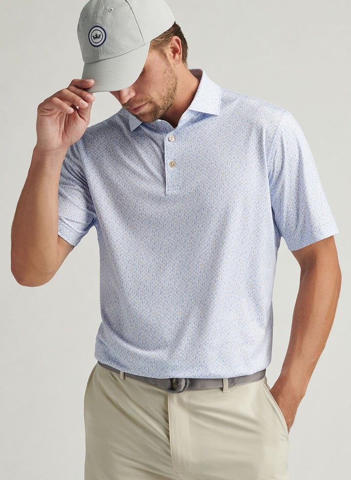 Peter Millar Mens Classic Fit Bright Idea Performance Jersey Polo - White