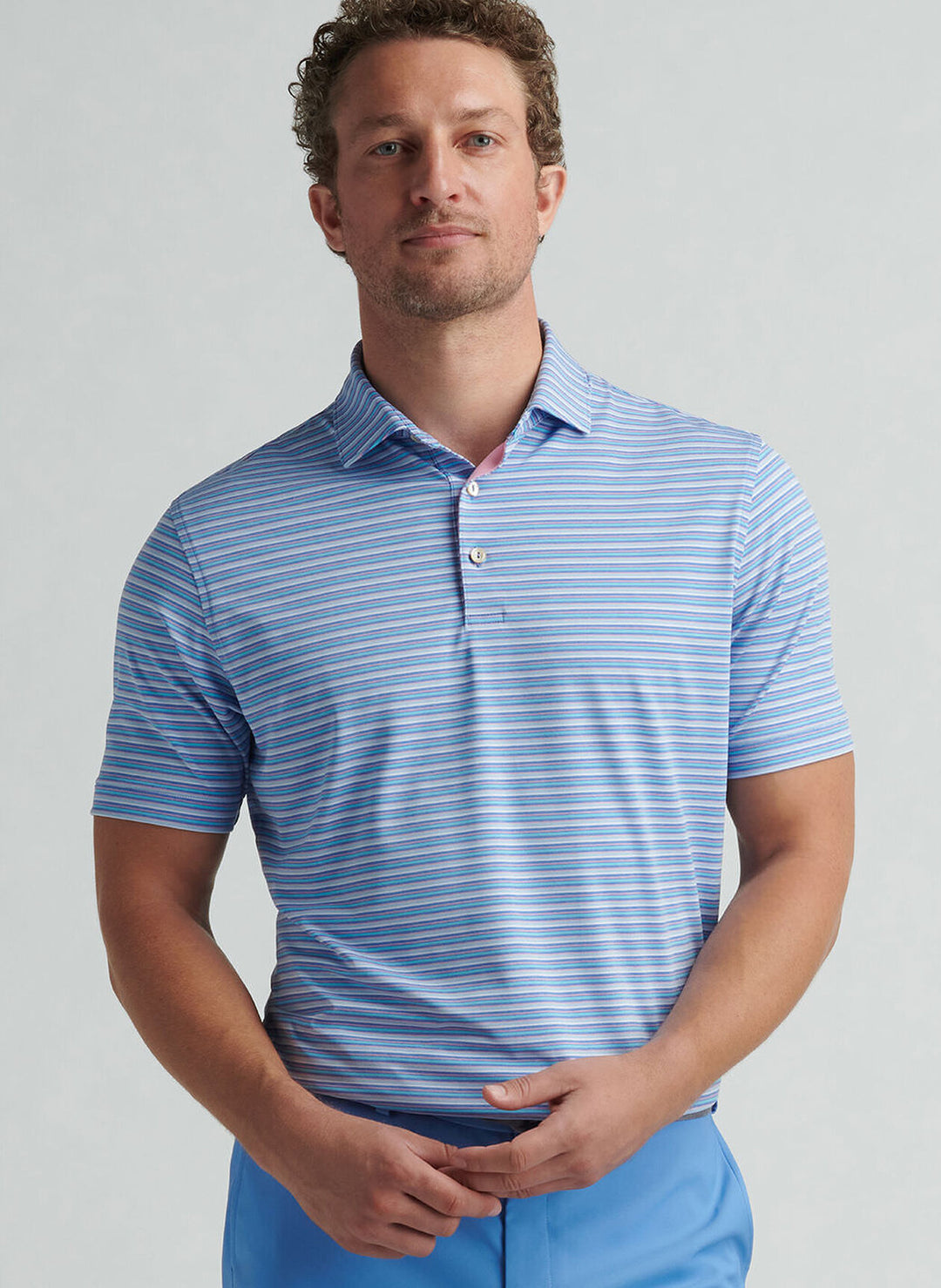Peter Millar Mens Classic Fit Avent Performance Jersey Polo - Blue Sea