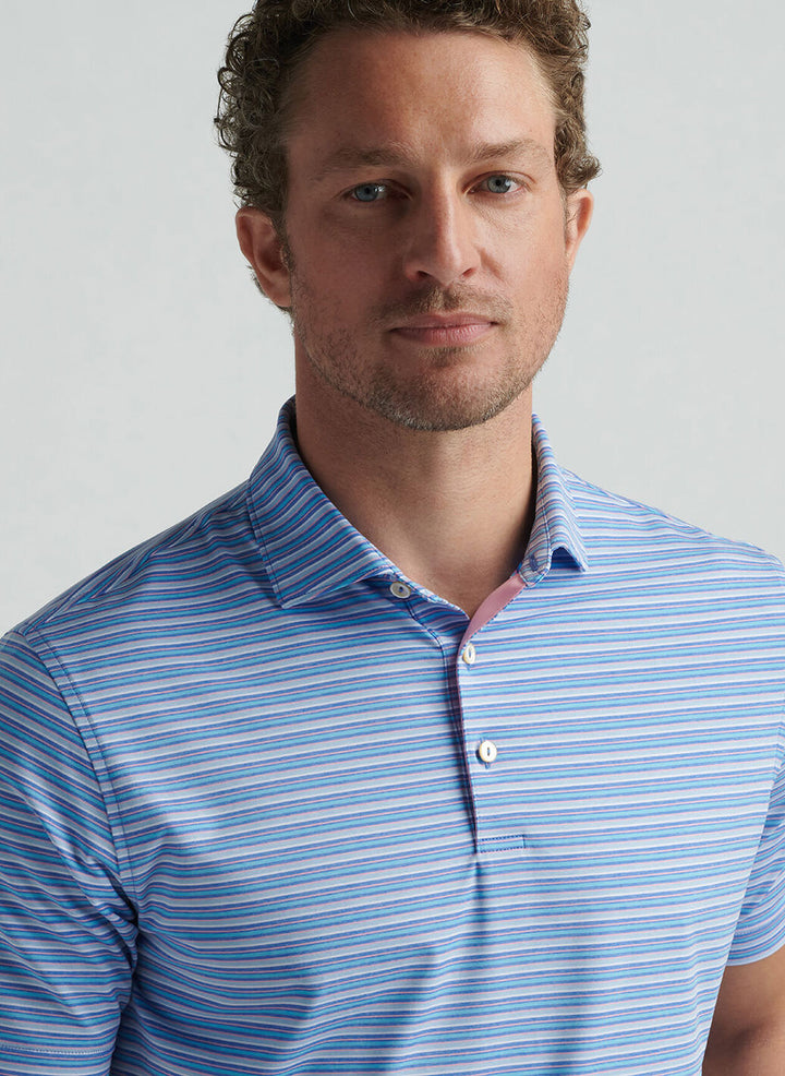 Peter Millar Mens Classic Fit Avent Performance Jersey Polo - Blue Sea