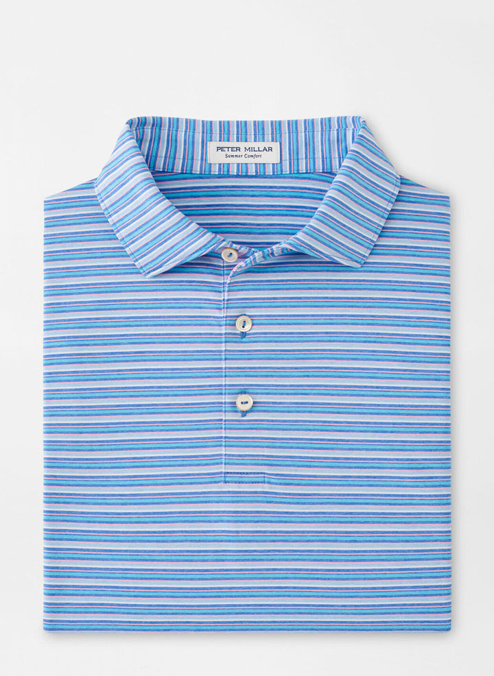 Peter Millar Mens Classic Fit Avent Performance Jersey Polo - Blue Sea