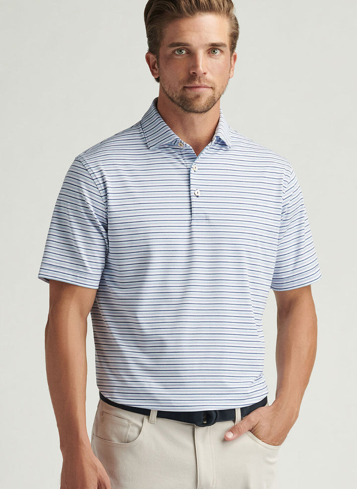 Peter Millar Mens Classic Fit Avent Performance Jersey Polo - Sport Navy