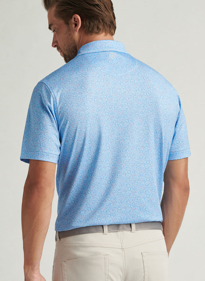Peter Millar Mens Classic Fit Macaw Performance Jersey Polo - Cottage Blue