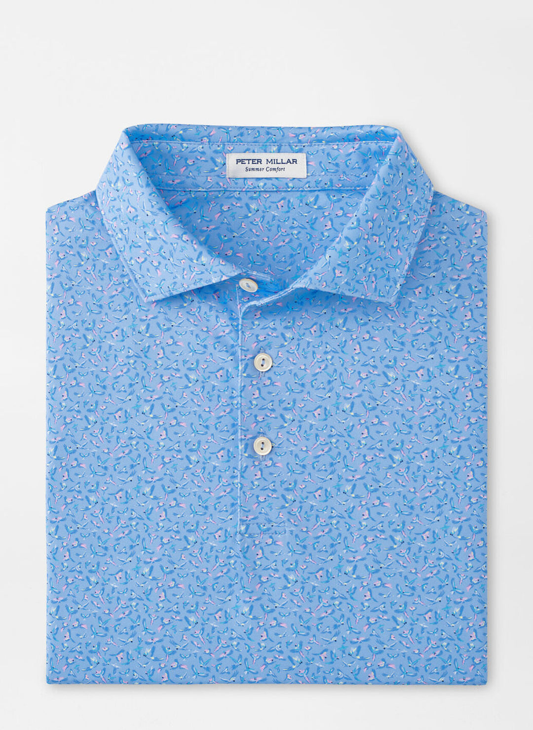 Peter Millar Mens Classic Fit Macaw Performance Jersey Polo - Cottage Blue