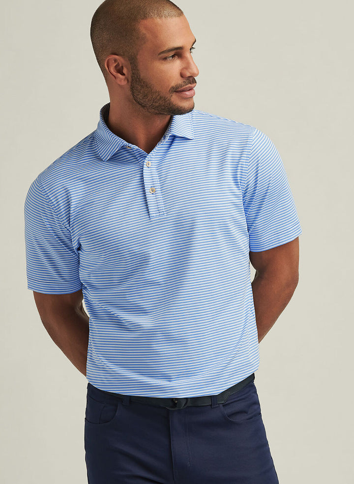 Peter Millar Mens Classic Fit Linden Performance Jersey Polo - Blue Sea
