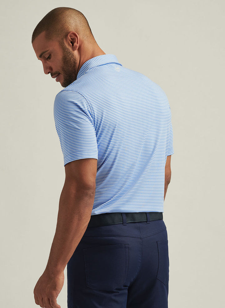 Peter Millar Mens Classic Fit Linden Performance Jersey Polo - Blue Sea