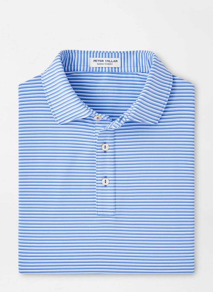 Peter Millar Mens Classic Fit Linden Performance Jersey Polo - Blue Sea