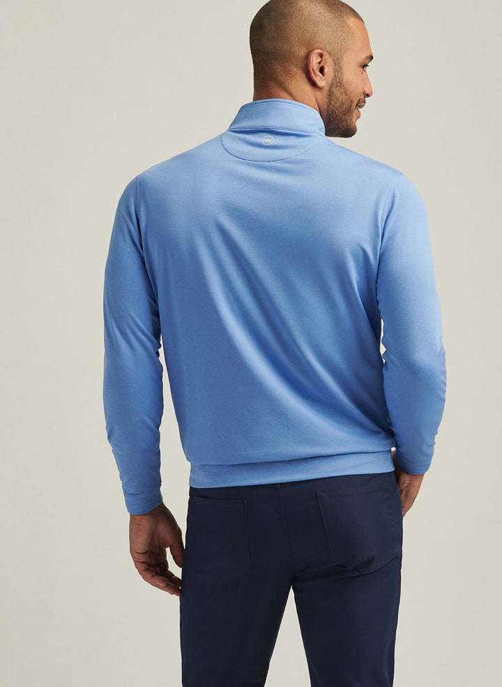 Peter Millar Mens Classic Fit Perth Mélange Performance Quarter-Zip - Blue Sea