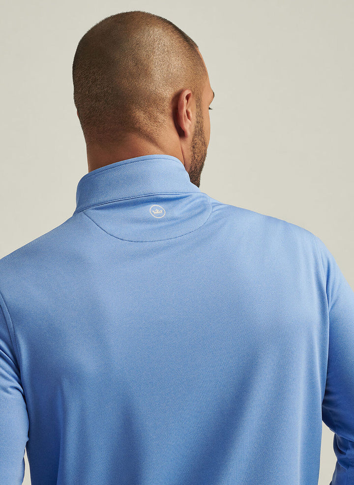 Peter Millar Mens Classic Fit Perth Mélange Performance Quarter-Zip - Blue Sea