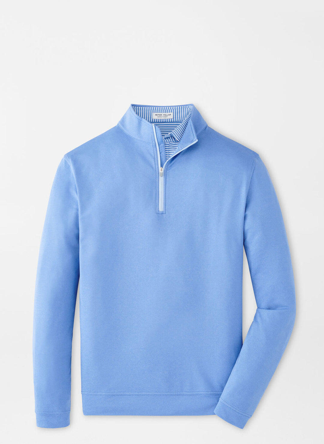 Peter Millar Mens Classic Fit Perth Mélange Performance Quarter-Zip - Blue Sea