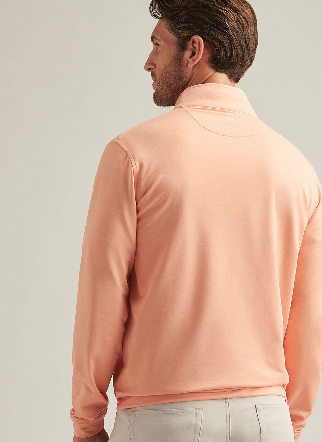 Peter Millar Mens Classic Fit Perth Mélange Performance Quarter-Zip - Papaya