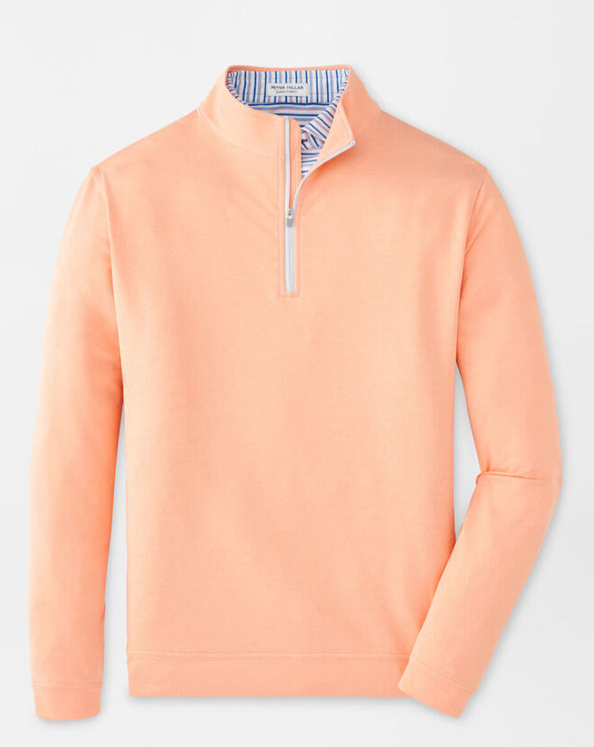 Peter Millar Mens Classic Fit Perth Mélange Performance Quarter-Zip - Papaya
