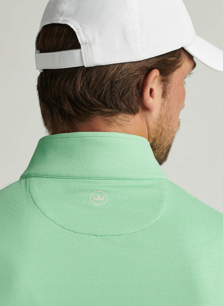 Peter Millar Mens Classic Fit Perth Mélange Performance Quarter-Zip - Pear Tart