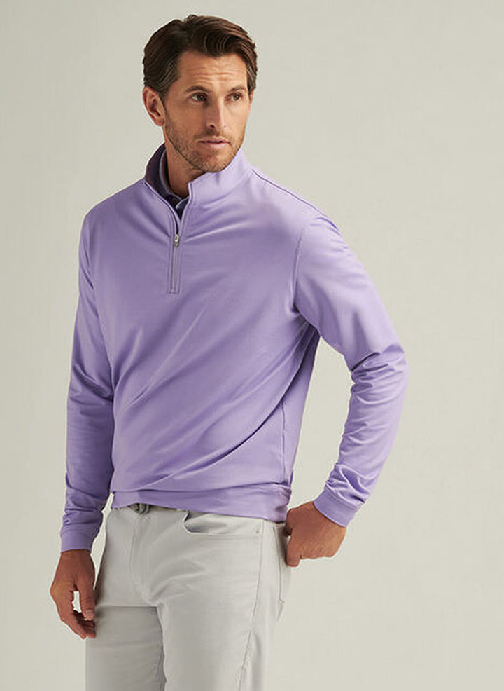 Peter Millar Mens Classic Fit Perth Mélange Performance Quarter-Zip - Ultra Violet