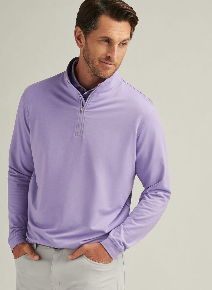 Peter Millar Mens Classic Fit Perth Mélange Performance Quarter-Zip - Ultra Violet
