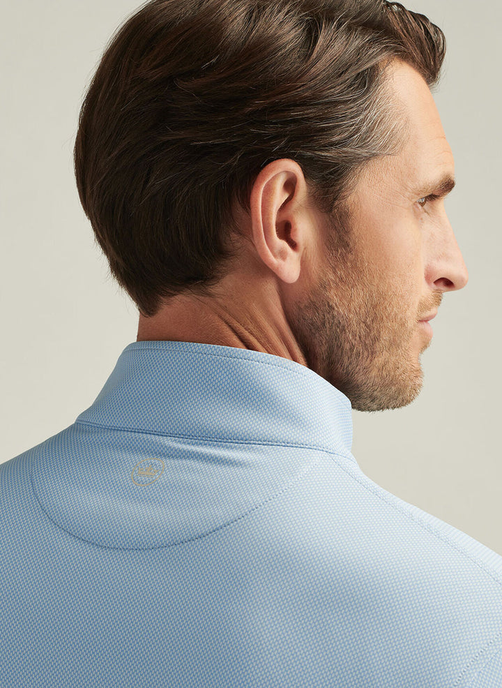 Peter Millar Mens Classic Fit Perth Birdseye Performance Quarter-Zip - Pale Blue