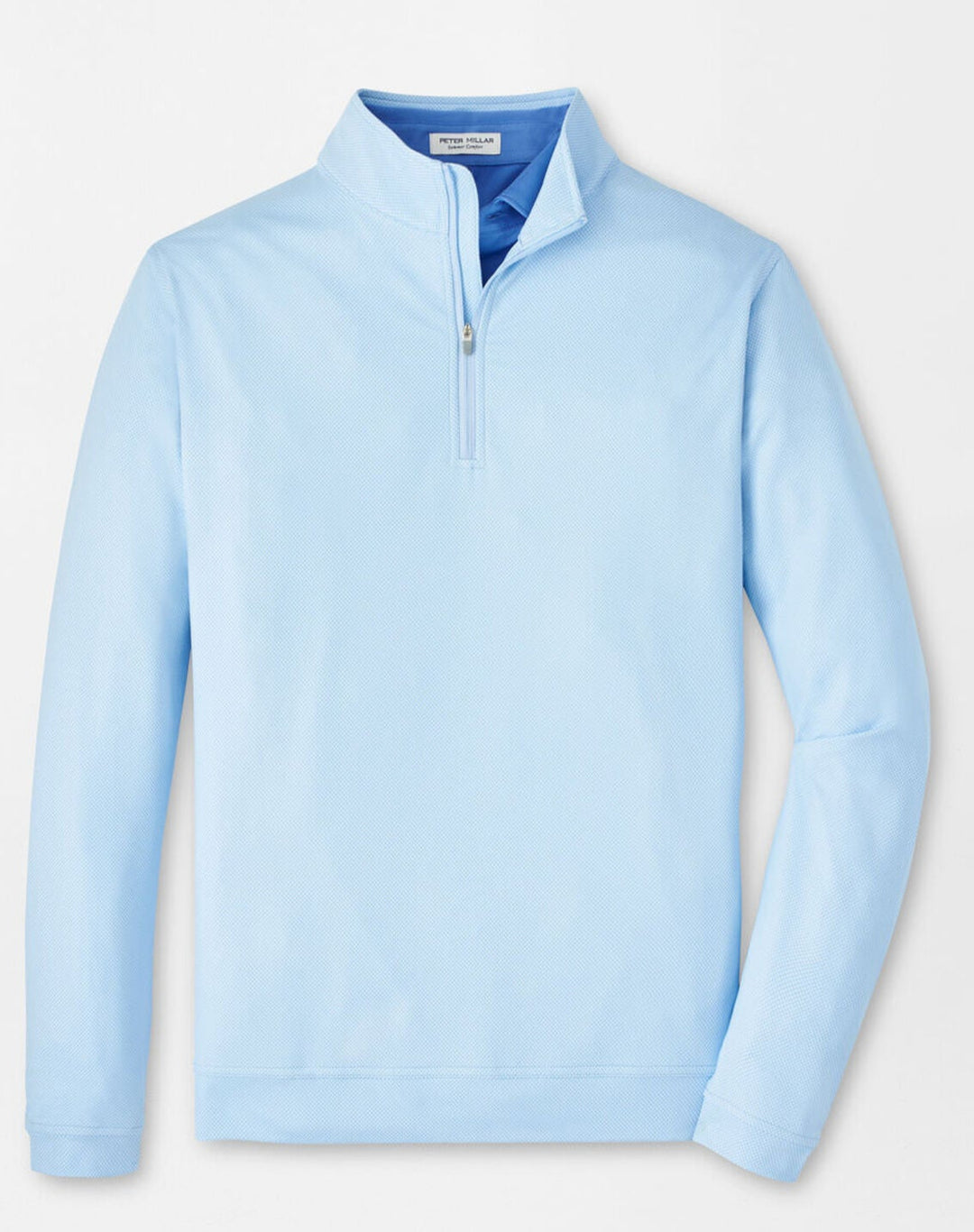 Peter Millar Mens Classic Fit Perth Birdseye Performance Quarter-Zip - Pale Blue