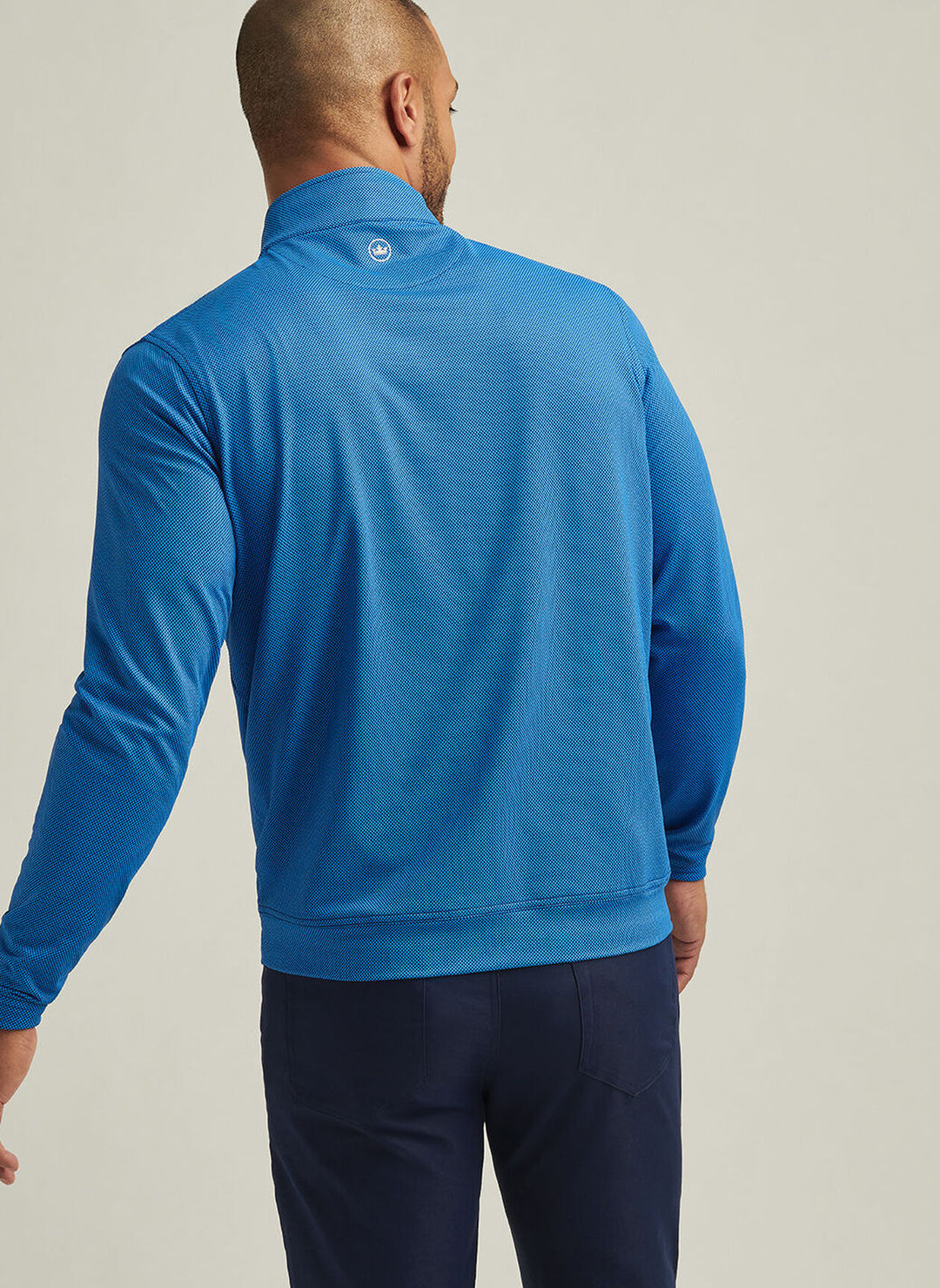 Peter Millar Mens Classic Fit Perth Birdseye Performance Quarter-Zip - Sport Navy