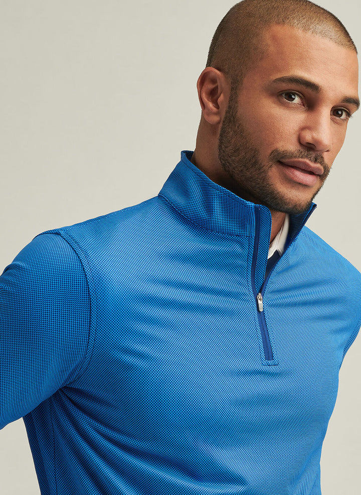 Peter Millar Mens Classic Fit Perth Birdseye Performance Quarter-Zip - Sport Navy