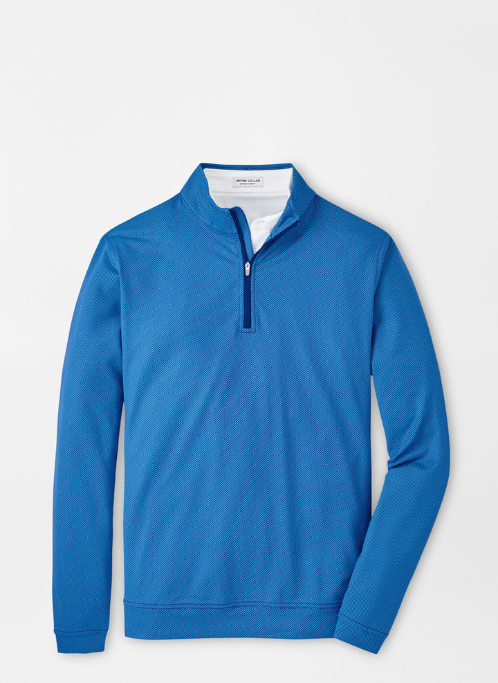 Peter Millar Mens Classic Fit Perth Birdseye Performance Quarter-Zip - Sport Navy