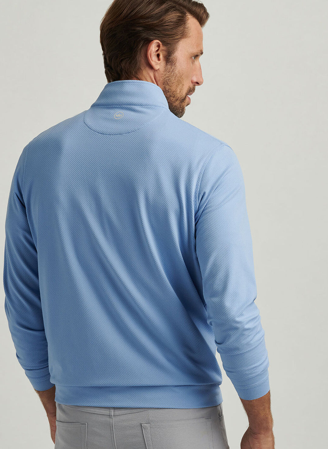 Peter Millar Mens Classic Fit Perth Cross-Hatch Performance Quarter-Zip - Blue Fade