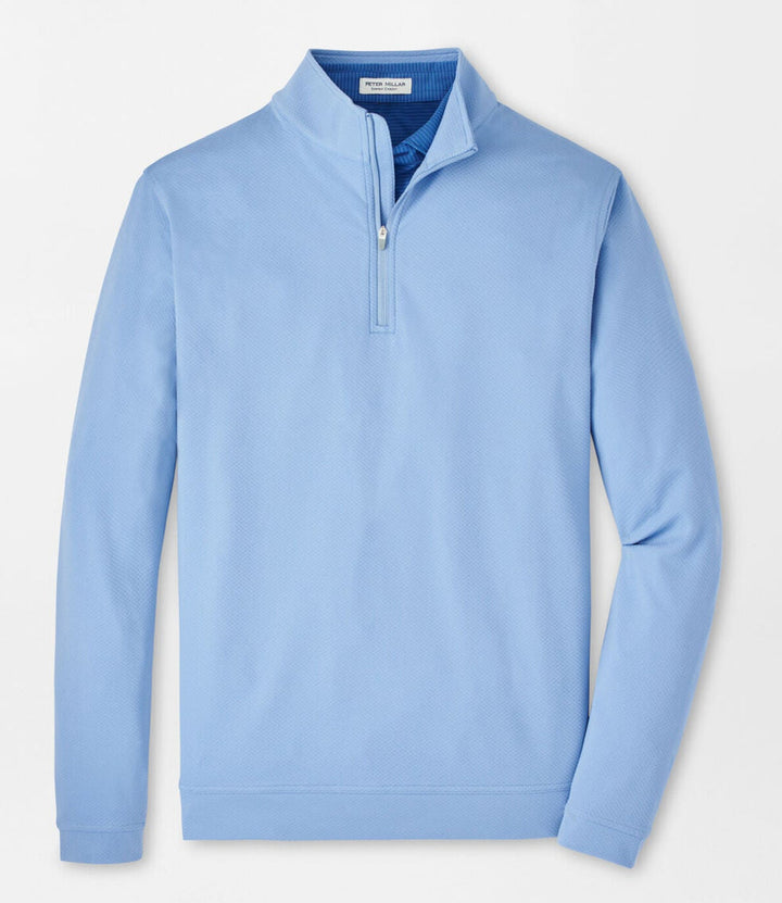 Peter Millar Mens Classic Fit Perth Cross-Hatch Performance Quarter-Zip - Blue Fade