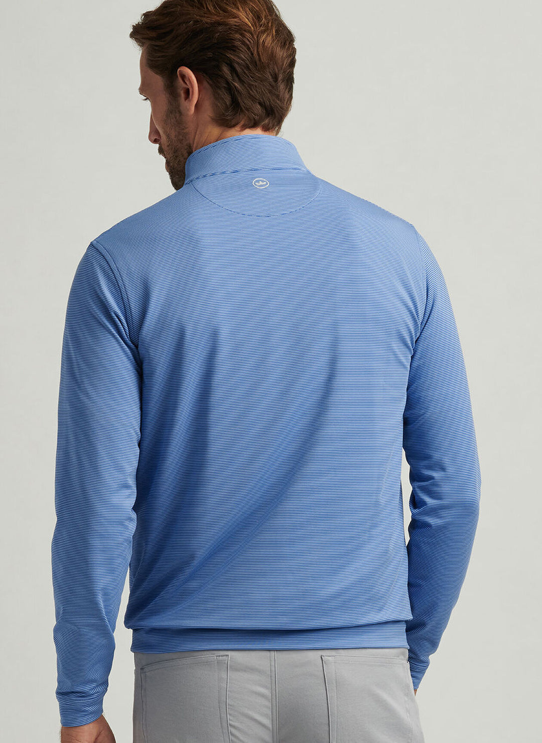 Peter Millar Mens Classic Fit Perth Sugar Stripe Performance Quarter-Zip - Sailor Blue