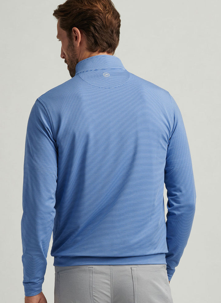 Peter Millar Mens Classic Fit Perth Sugar Stripe Performance Quarter-Zip - Sailor Blue