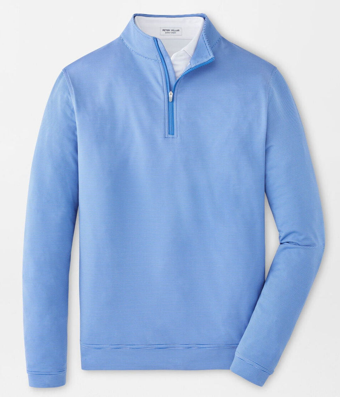 Peter Millar Mens Classic Fit Perth Sugar Stripe Performance Quarter-Zip - Sailor Blue