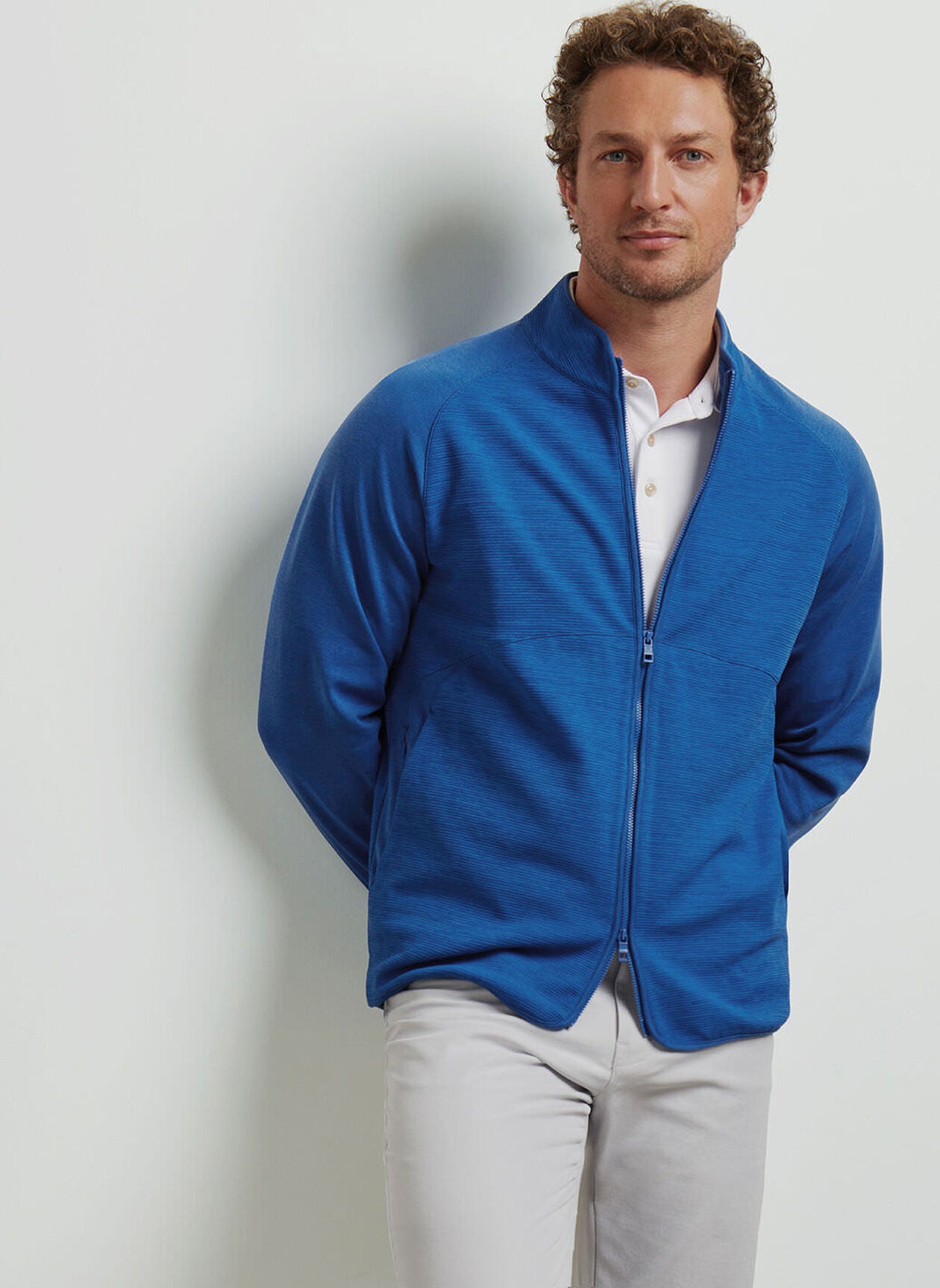 Peter Millar Mens Classic Fit Vista Hybrid Full-Zip Jacket - Sailor Bl