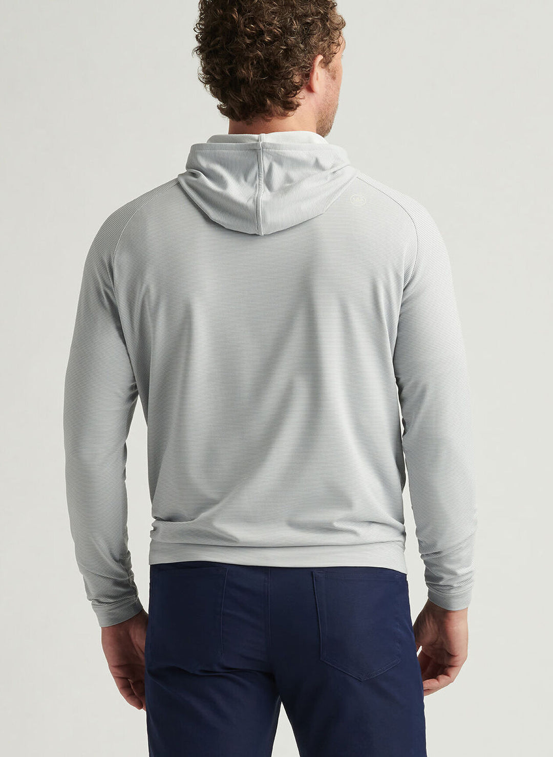 Peter Millar Mens Classic Fit Pine Sugar Stripe Performance Hoodie - Gale Grey