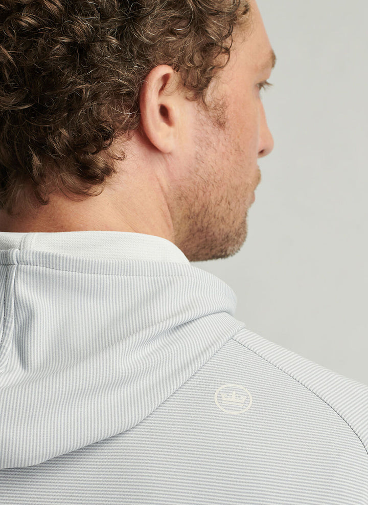 Peter Millar Mens Classic Fit Pine Sugar Stripe Performance Hoodie - Gale Grey