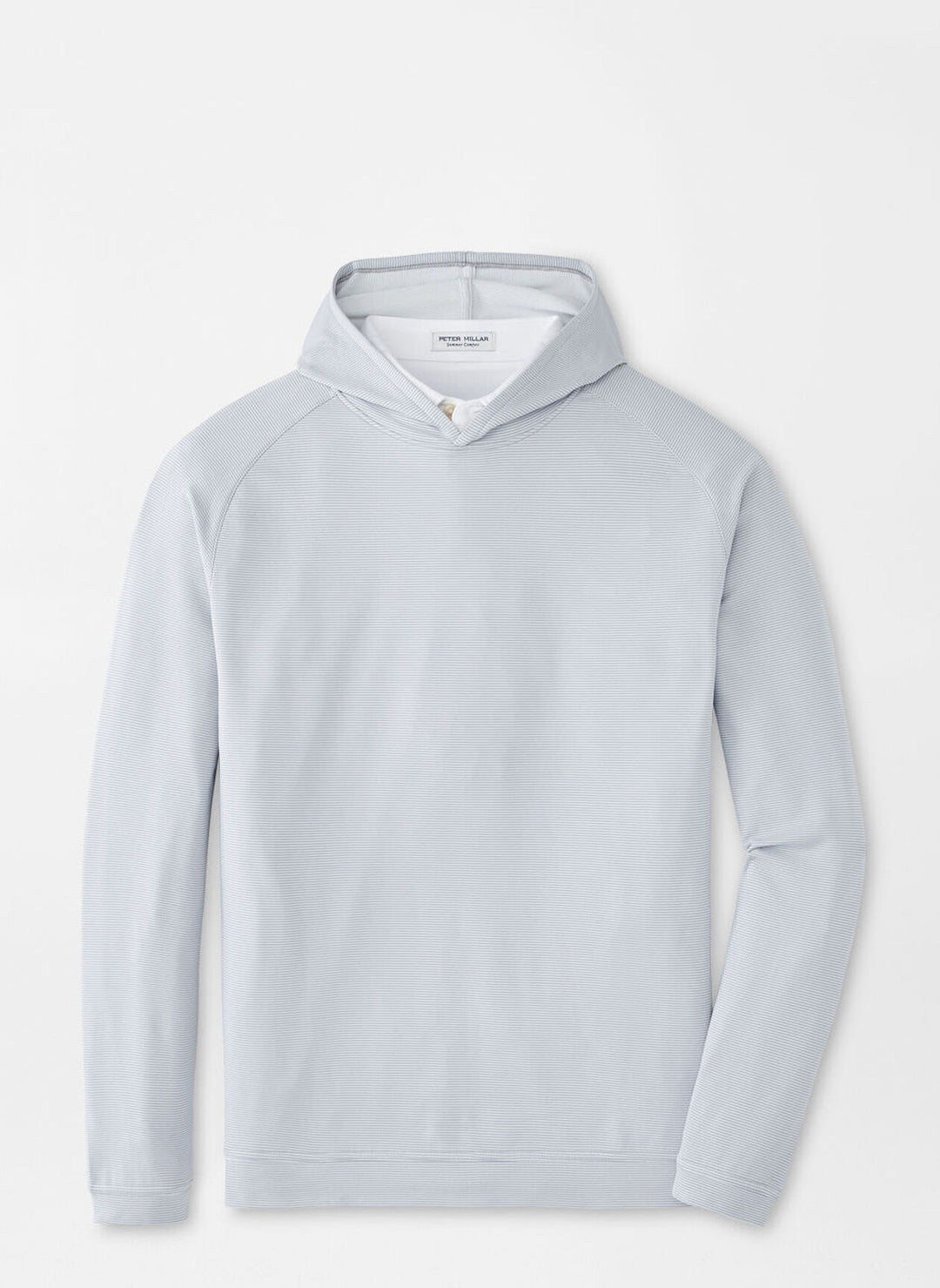 Peter Millar Mens Classic Fit Pine Sugar Stripe Performance Hoodie - Gale Grey