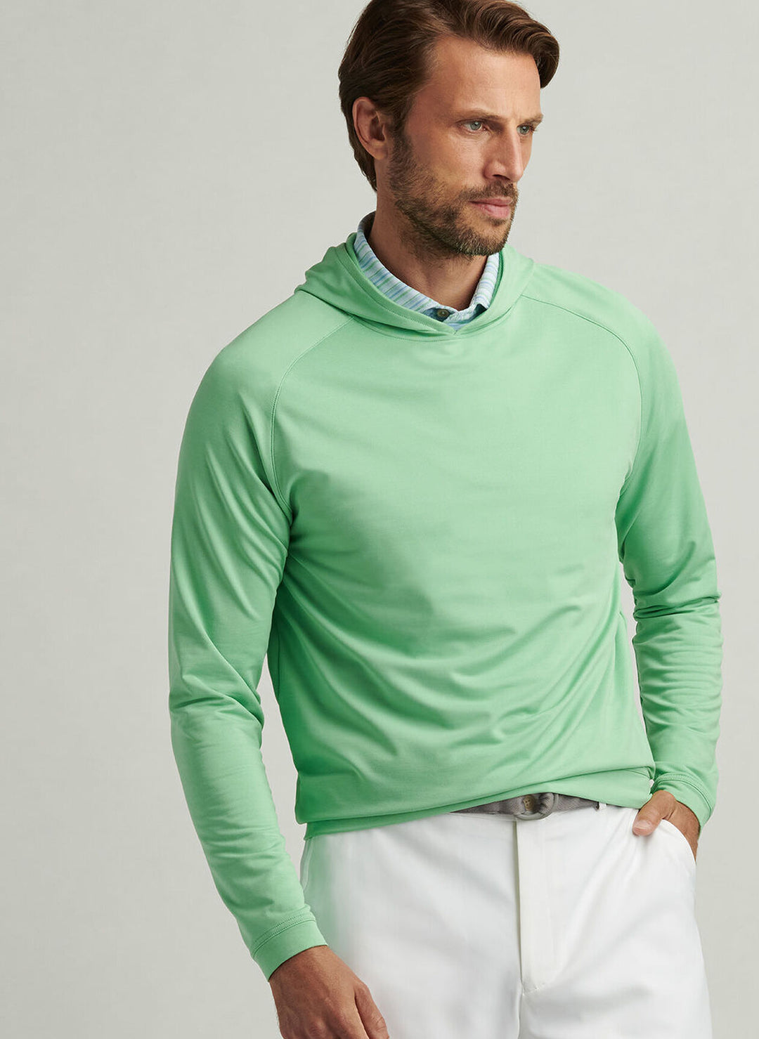 Peter Millar Mens Classic Fit Pine Performance Hoodie - Pear Tart