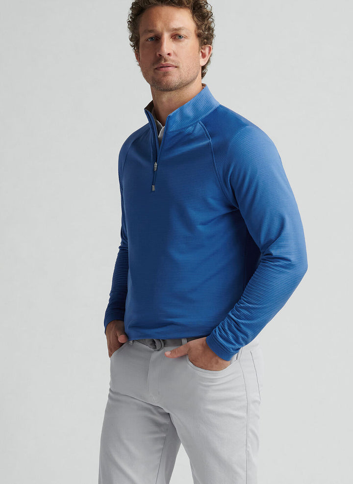 Peter Millar Mens Classic Fit Beaumont Performance Quarter-Zip - Sailor Blue