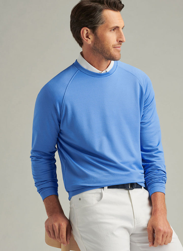 Peter Millar Mens Classic Fit Beaumont Performance Crew - Blue Sea