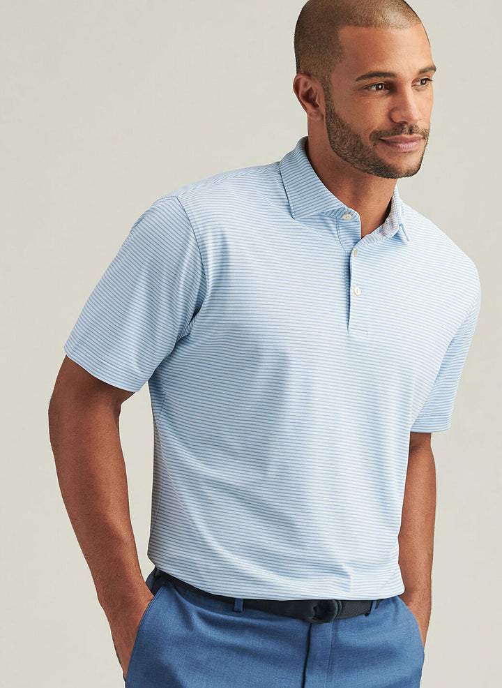 Peter Millar Mens Classic Fit Grace Performance Mesh Polo - Pale Blue