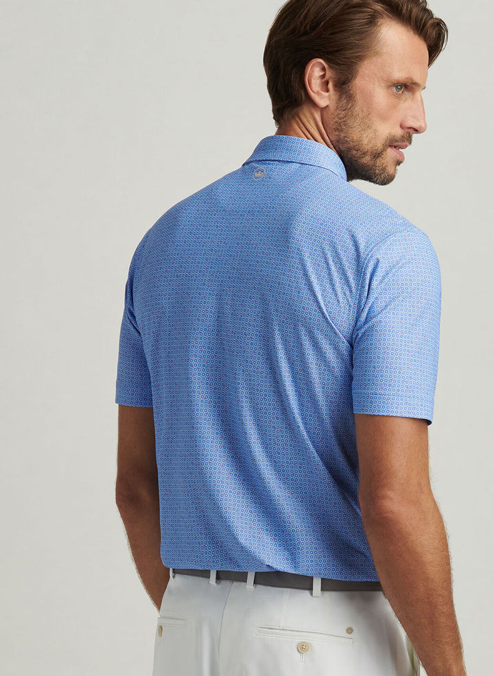 Peter Millar Mens Classic Fit Casa Nova Performance Mesh Polo - Blue Sea