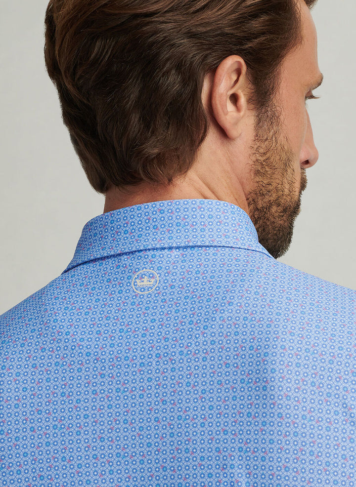 Peter Millar Mens Classic Fit Casa Nova Performance Mesh Polo - Blue Sea