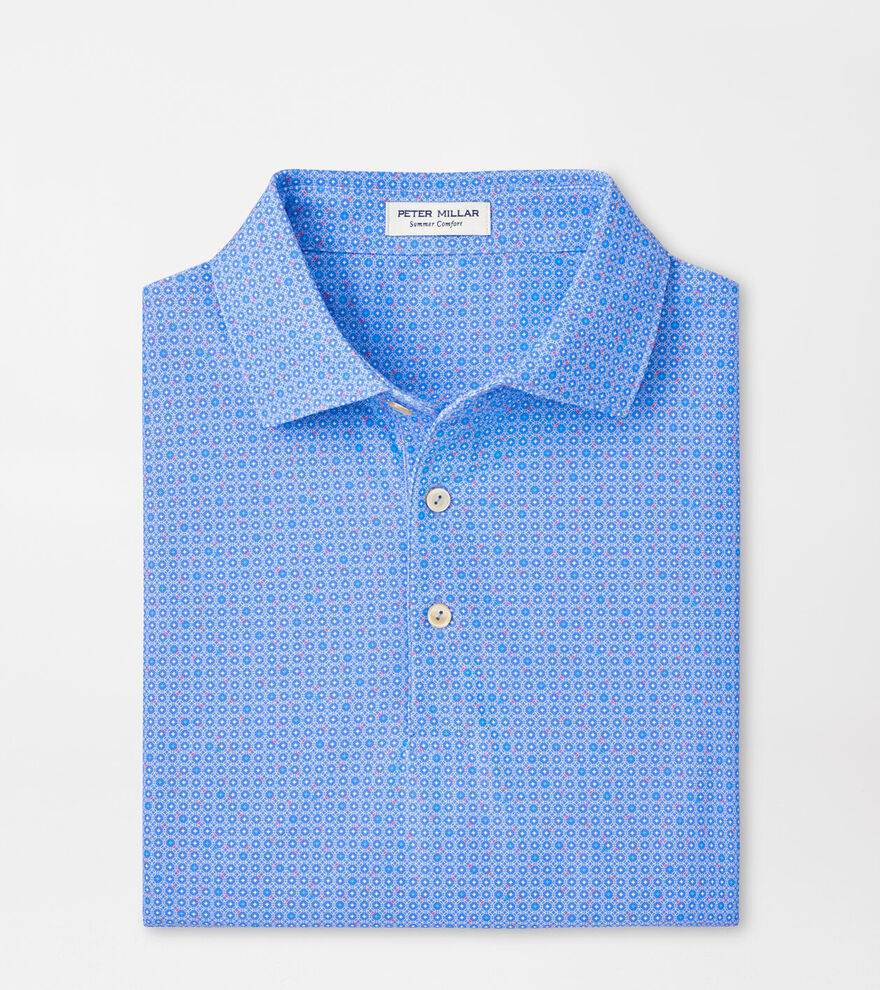 Peter Millar Mens Classic Fit Casa Nova Performance Mesh Polo - Blue Sea