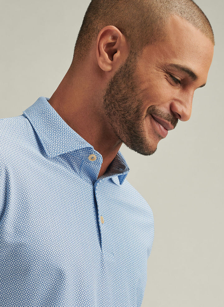 Peter Millar Mens Classic Fit Galiza Performance Mesh Polo - Sailor Blue