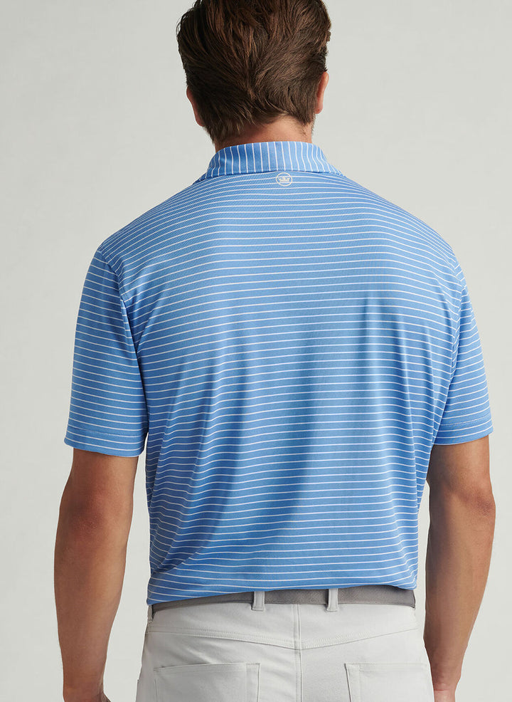 Peter Millar Mens Classic Fit Winston Performance Mesh Polo - Blue Sea