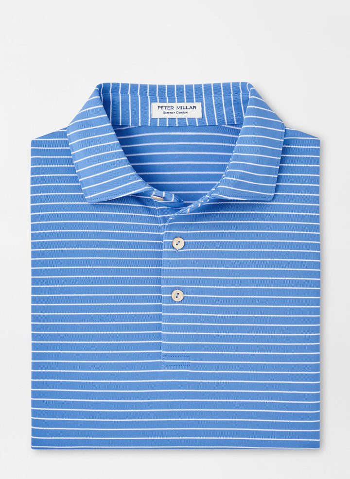 Peter Millar Mens Classic Fit Winston Performance Mesh Polo - Blue Sea