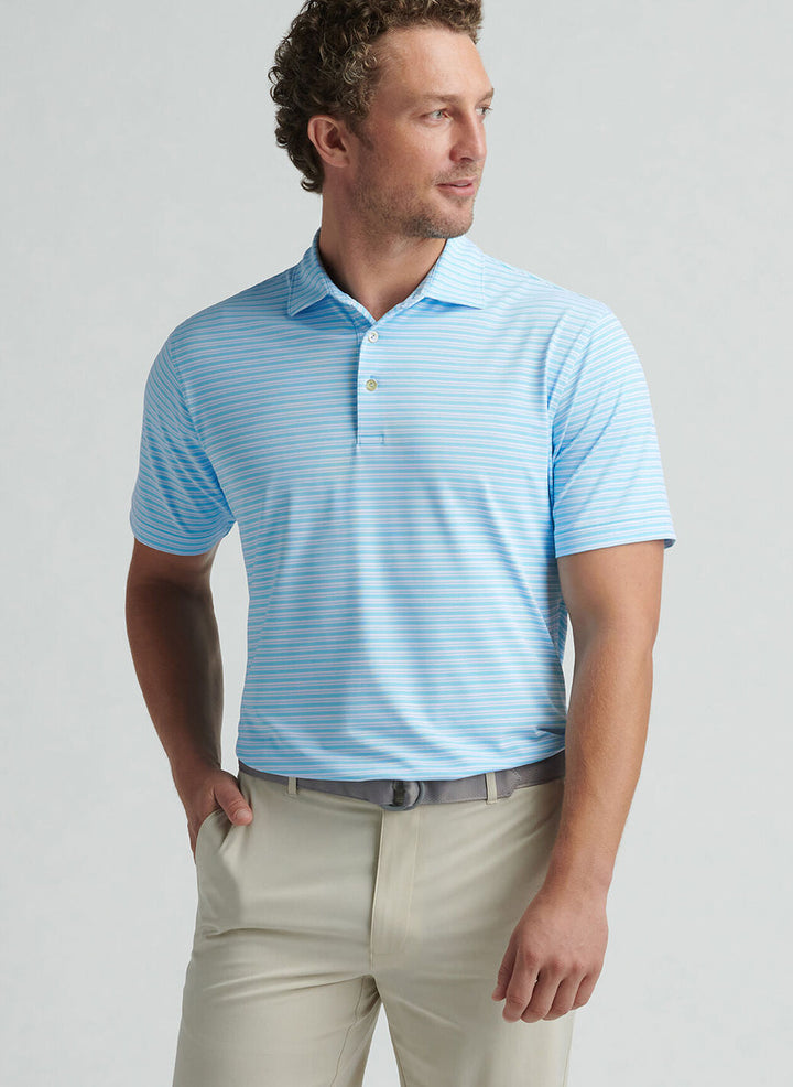 Peter Millar Mens Classic Fit Dellroy Performance Mesh Polo - Maya Blue