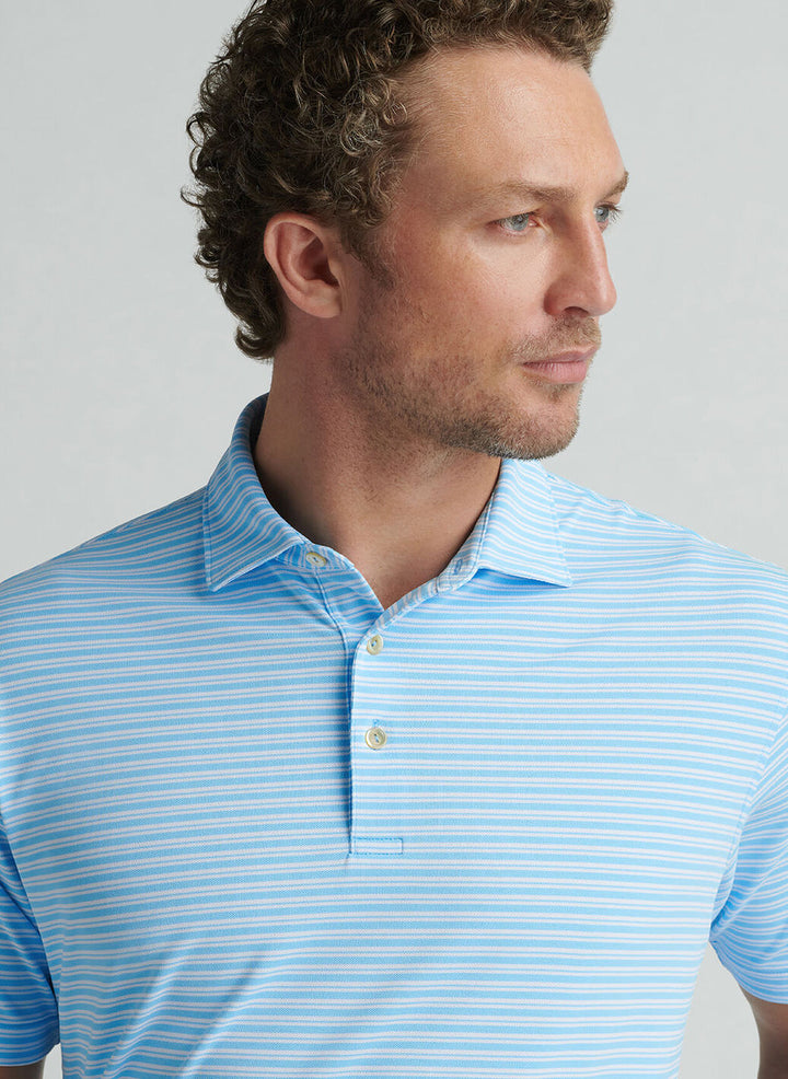 Peter Millar Mens Classic Fit Dellroy Performance Mesh Polo - Maya Blue