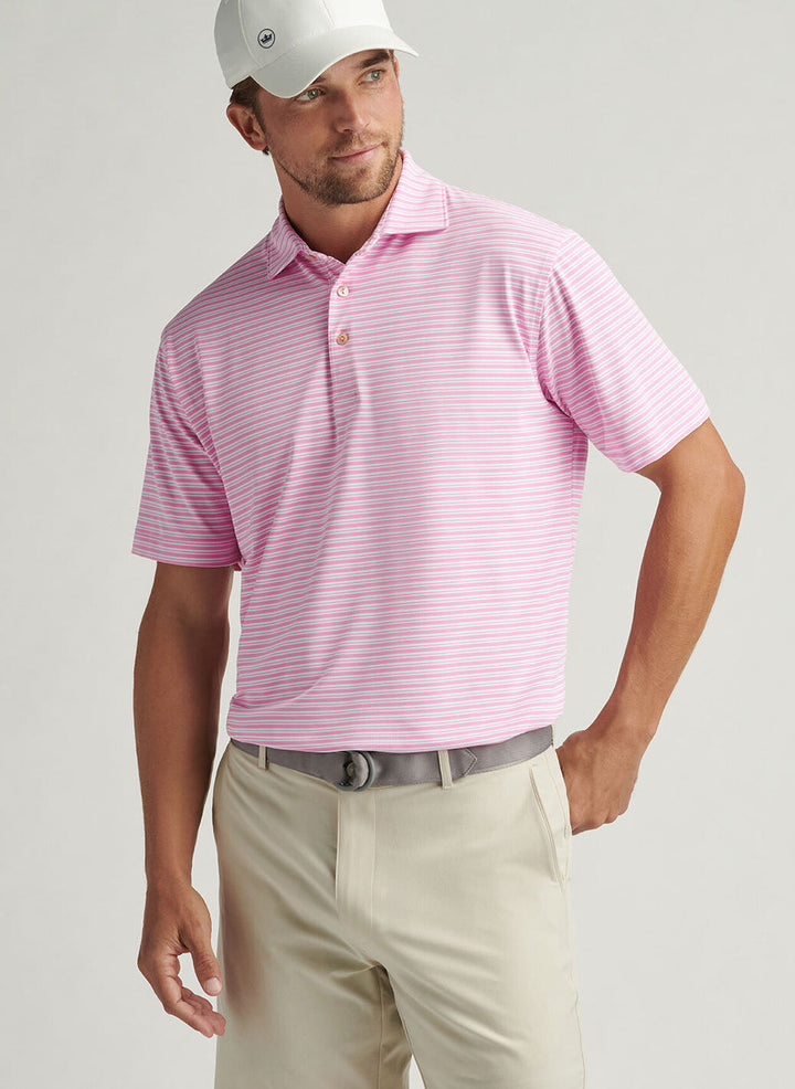 Peter Millar Mens Classic Fit Dellroy Performance Mesh Polo - Pink Vale